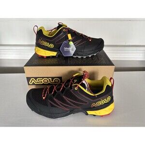 ASOLO Softrock Hiking Shoes - Men's 9.5 Black/Black/Yellow